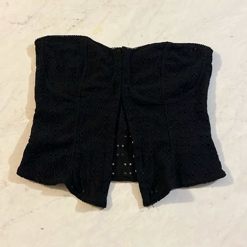 Divided Eyelet Corset Top